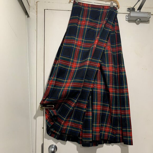 VINTAGE ALJEANS MAXI WOOL PLAID PLEATED KILT SKIRTS SIZE 8 - Picture 8 of 16